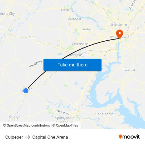 Culpeper to Capital One Arena map