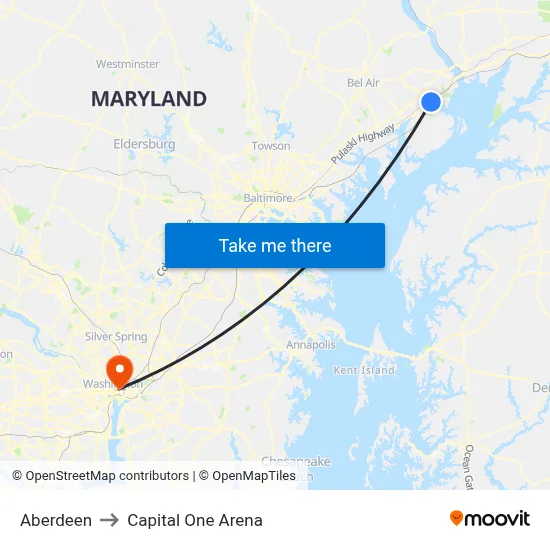 Aberdeen to Capital One Arena map