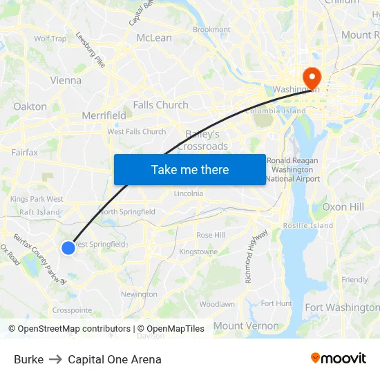 Burke to Capital One Arena map