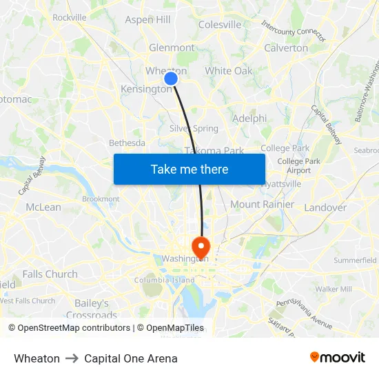 Wheaton to Capital One Arena map