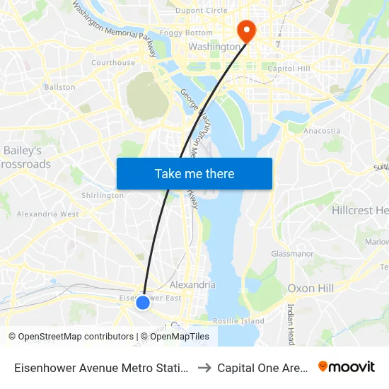 Eisenhower Avenue Metro Station to Capital One Arena map