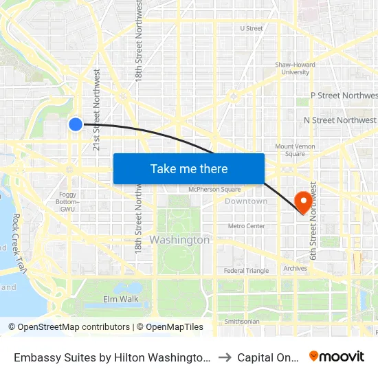 Embassy Suites by Hilton Washington DC Georgetown to Capital One Arena map