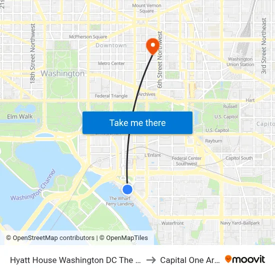 Hyatt House Washington DC The Wharf to Capital One Arena map