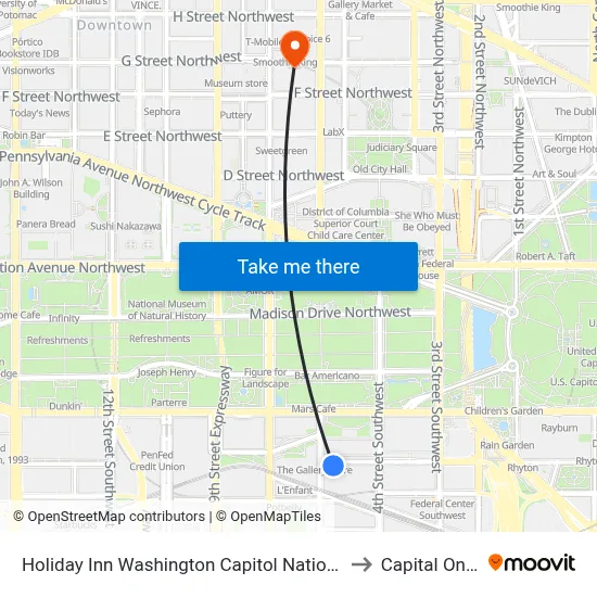 Holiday Inn Washington Capitol National Mall an IHG Hotel to Capital One Arena map
