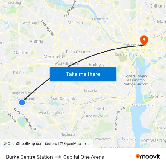 Burke Centre Station to Capital One Arena map