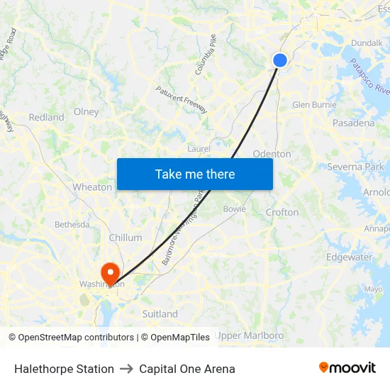 Halethorpe Station to Capital One Arena map