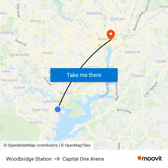 Woodbridge Station to Capital One Arena map