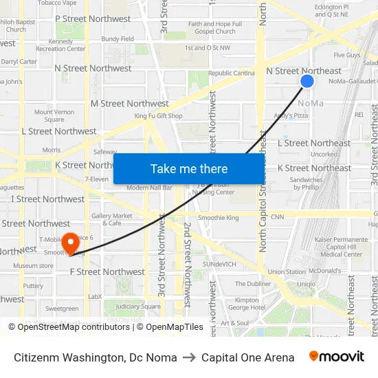 Citizenm Washington, Dc Noma to Capital One Arena map