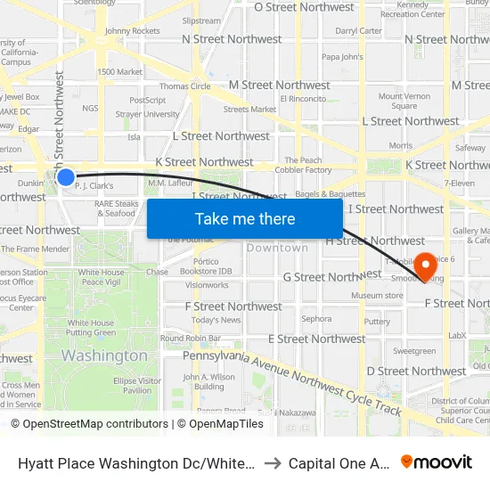 Hyatt Place Washington Dc/White House to Capital One Arena map