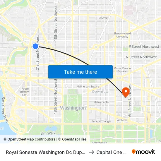 Royal Sonesta Washington Dc Dupont Circle to Capital One Arena map