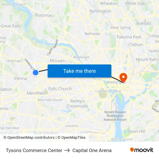 Tysons Commerce Center, 8219 Leesburg Pike to Capital One Arena map