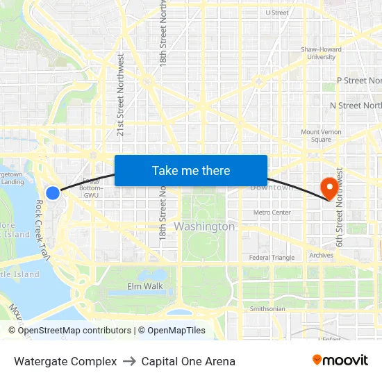 Watergate Complex to Capital One Arena map