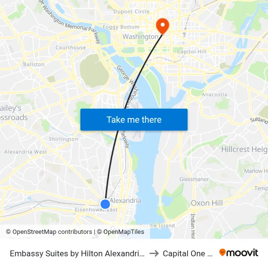 Embassy Suites By Hilton Alexandria-Old Town to Capital One Arena map