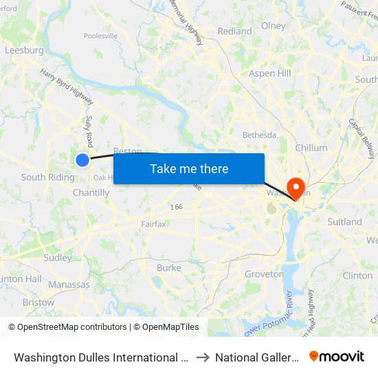 Washington Dulles International Airport (Iad) to National Gallery Of Art map