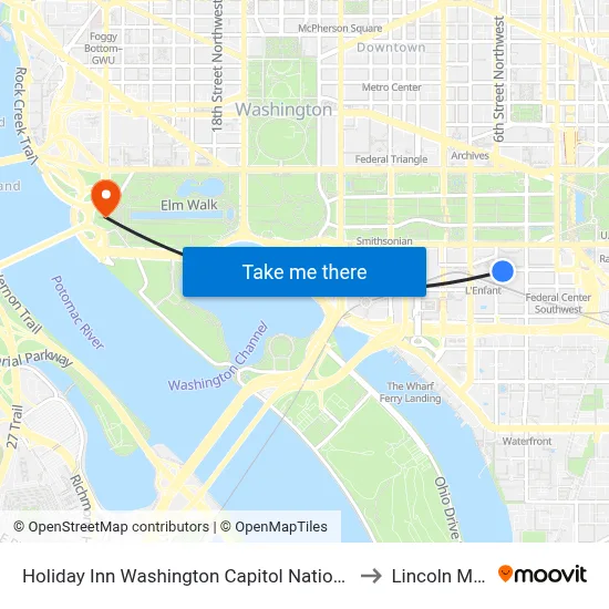 Holiday Inn Washington Capitol National Mall an IHG Hotel to Lincoln Memorial map