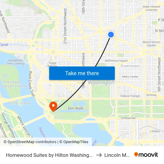 Homewood Suites by Hilton Washington D C Downtown to Lincoln Memorial map