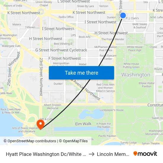 Hyatt Place Washington Dc/White House to Lincoln Memorial map
