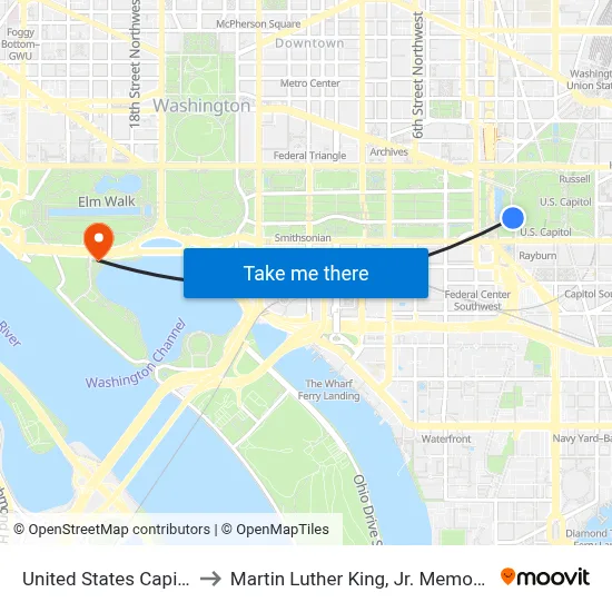 United States Capitol to Martin Luther King, Jr. Memorial map