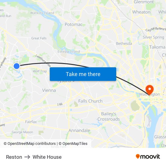 Reston to White House map