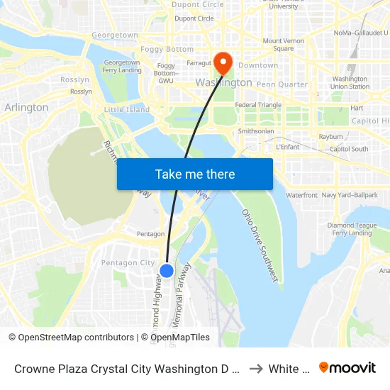 Crowne Plaza Crystal City Washington D C an IHG Hotel Arlington to White House map