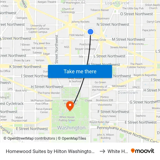 Homewood Suites by Hilton Washington D C Downtown to White House map