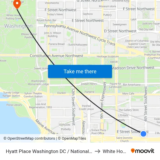 Hyatt Place Washington DC / National Mall to White House map