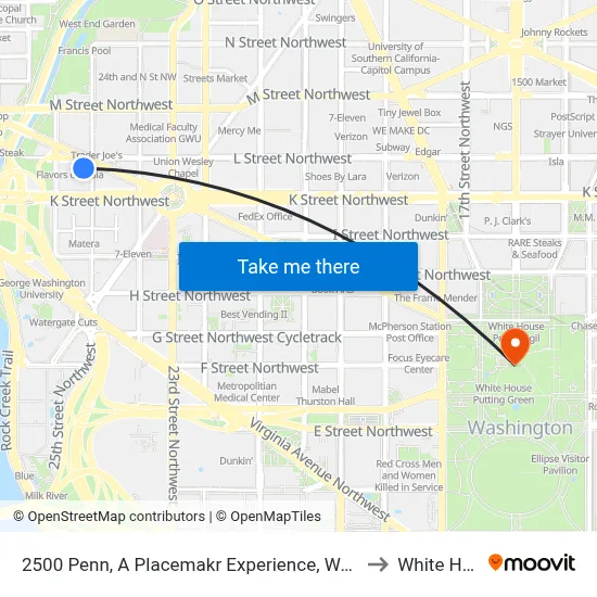 2500 Penn, A Placemakr Experience, Washington, Dc to White House map