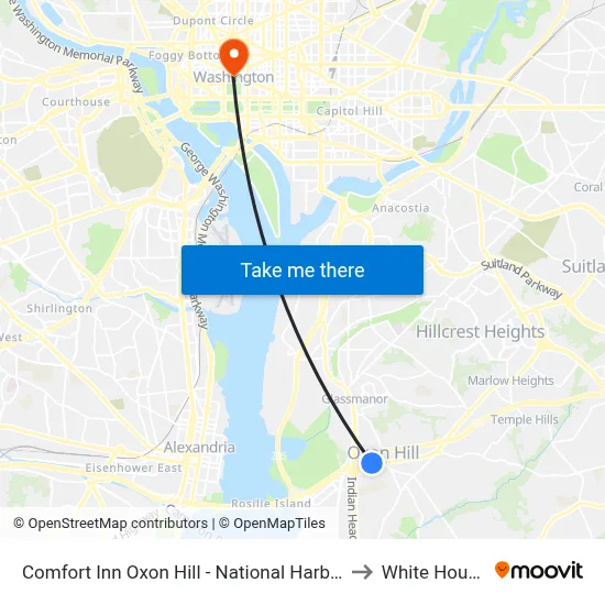 Comfort Inn Oxon Hill - National Harbor to White House map