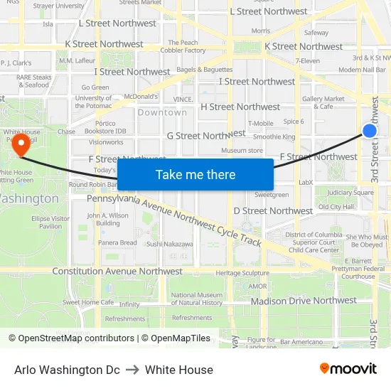 Arlo Washington Dc to White House map