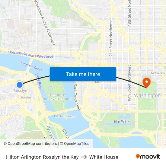 Hilton Arlington Rosslyn the Key to White House map