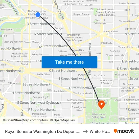 Royal Sonesta Washington Dc Dupont Circle to White House map