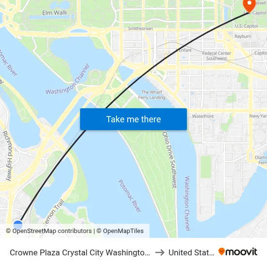 Crowne Plaza Crystal City Washington D C an IHG Hotel Arlington to United Stated Capitol map