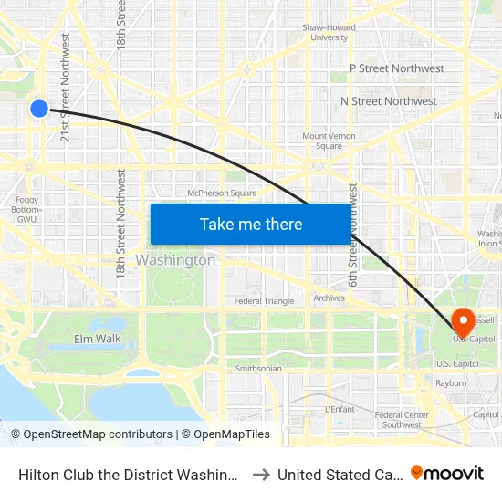 Hilton Club the District Washington Dc to United Stated Capitol map