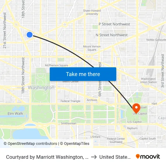 Courtyard by Marriott Washington, Dc Dupont Circle to United Stated Capitol map