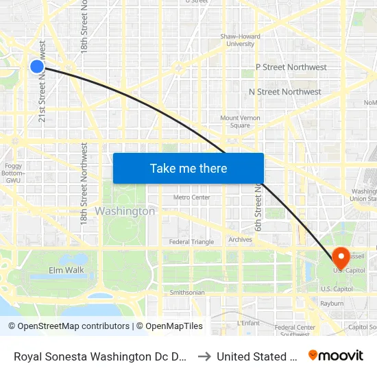 Royal Sonesta Washington Dc Dupont Circle to United Stated Capitol map
