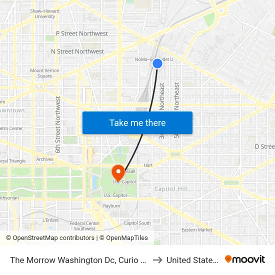 The Morrow Washington Dc, Curio Collection by Hilton to United Stated Capitol map