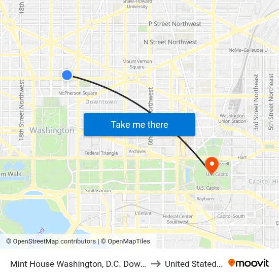 Mint House Washington, D.C. Downtown by Kasa to United Stated Capitol map