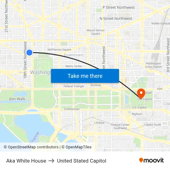 Aka White House to United Stated Capitol map