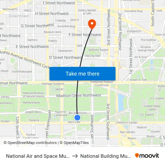 National Air and Space Museum to National Building Museum map