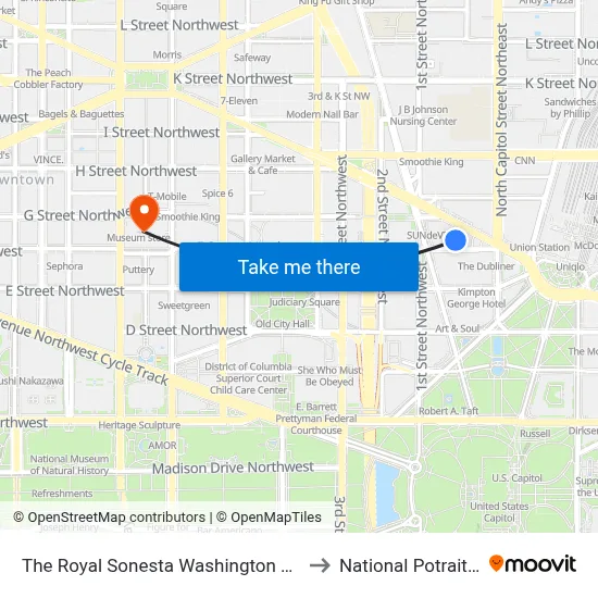 The Royal Sonesta Washington Dc Capitol Hill to National Potrait Gallery map