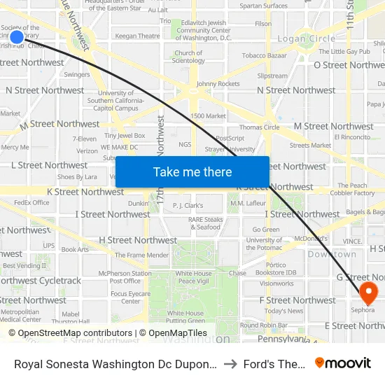 Royal Sonesta Washington Dc Dupont Circle to Ford's Theater map