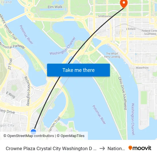 Crowne Plaza Crystal City Washington D C an IHG Hotel Arlington to National Mall map