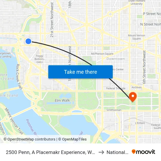 2500 Penn, A Placemakr Experience, Washington, Dc to National Mall map