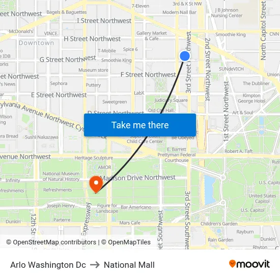 Arlo Washington Dc to National Mall map