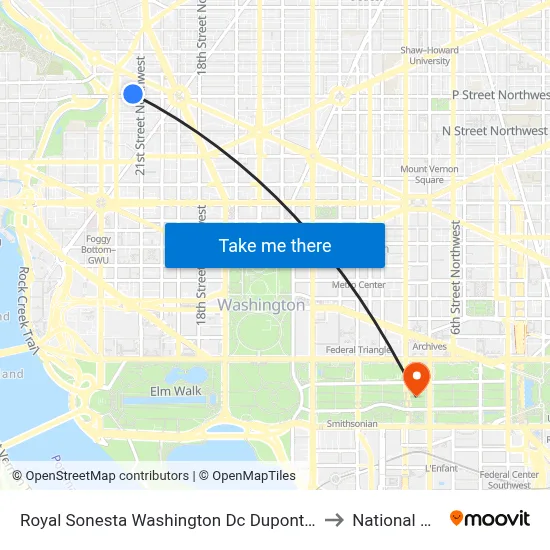 Royal Sonesta Washington Dc Dupont Circle to National Mall map