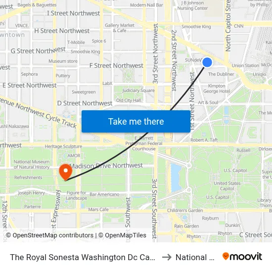 The Royal Sonesta Washington Dc Capitol Hill to National Mall map