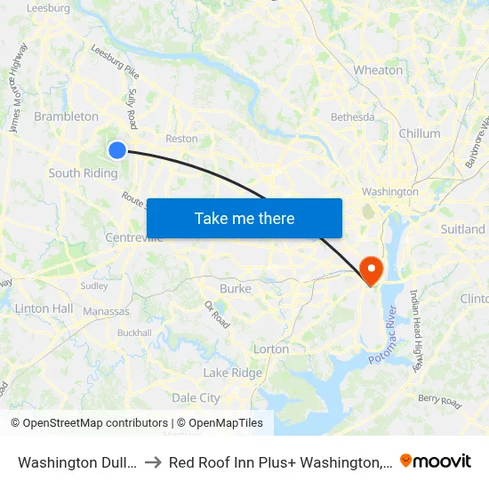 Washington Dulles Airport to Red Roof Inn Plus+ Washington, D.C. - Alexandria map