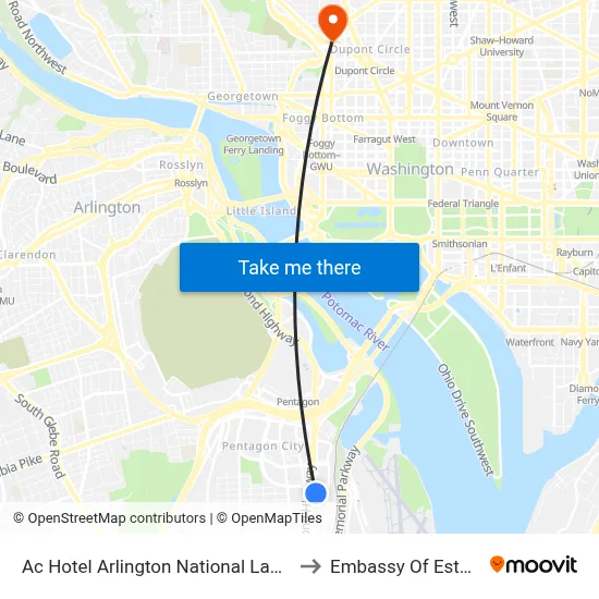 Ac Hotel Arlington National Landing to Embassy Of Estonia map