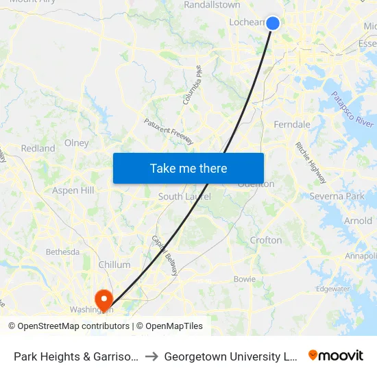 Park Heights & Garrison Ave Sb to Georgetown University Law Center map