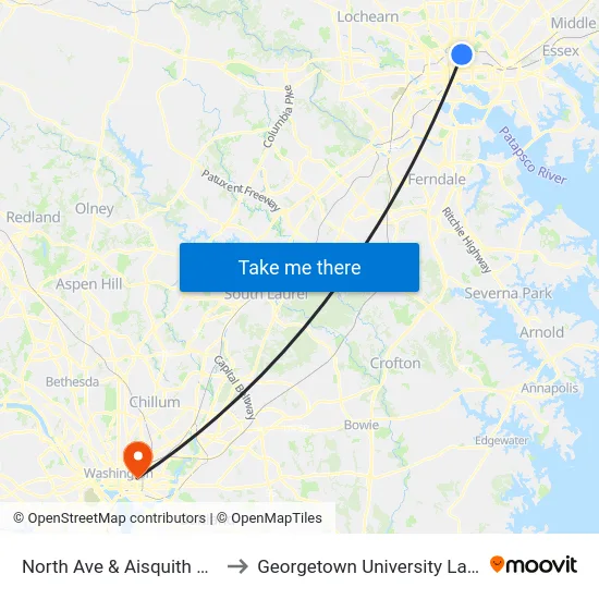 North Ave & Aisquith St FS Wb to Georgetown University Law Center map